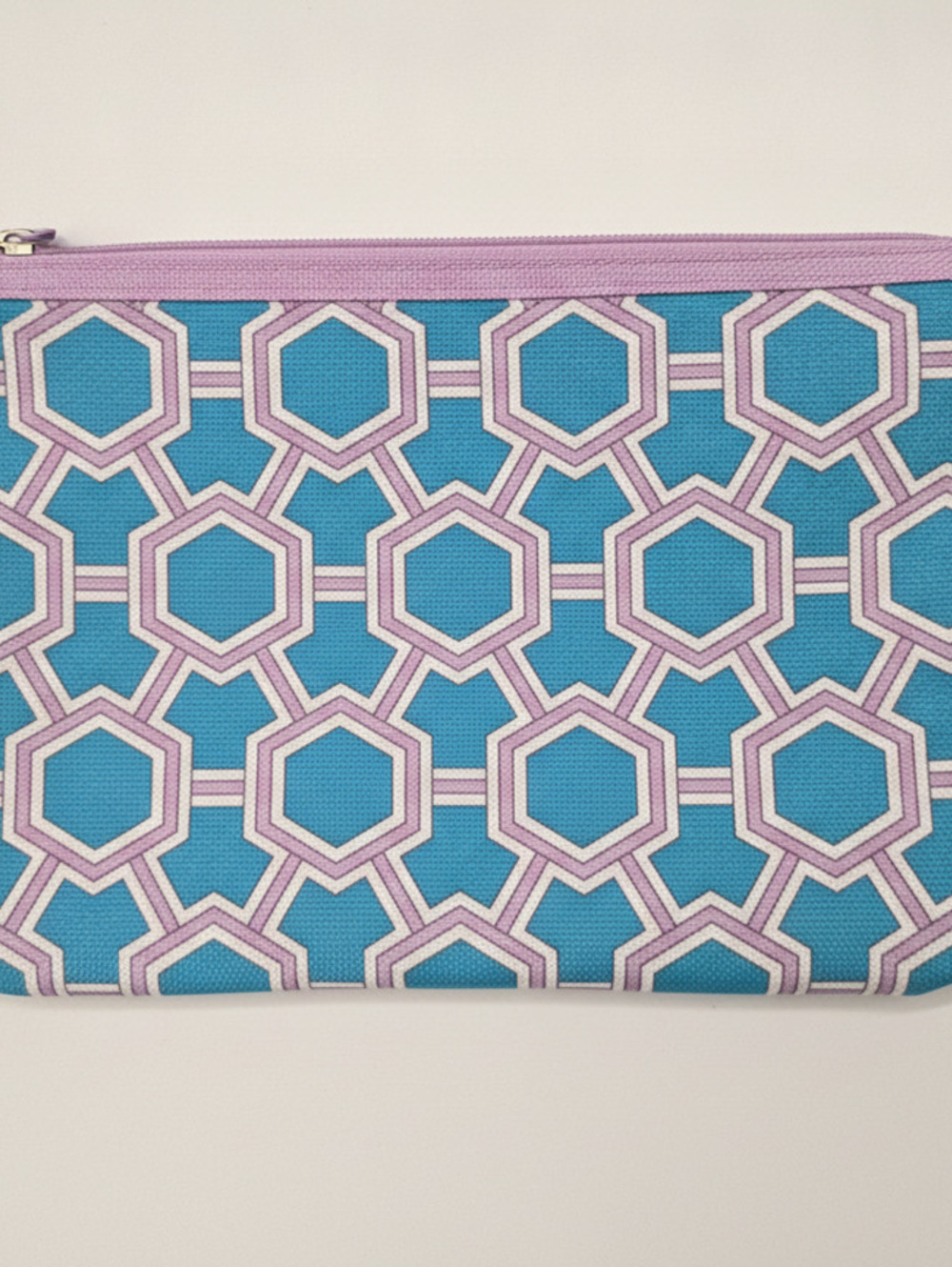 Jonathan Adler x Clinique Geometric Pattern Blue and Lavender Zip Pouch